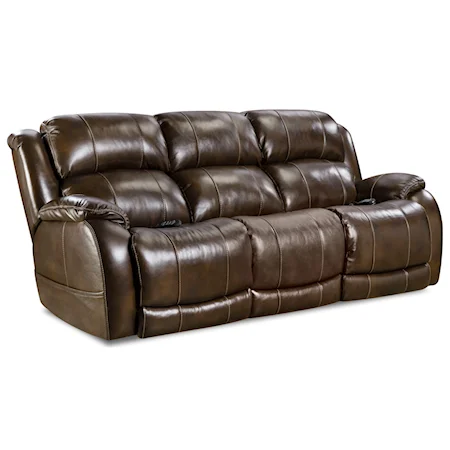 TOP GRAIN LEATHER TRIPLE POWER RECLINING SOFA WITH POWER HEADRESTS AND LUMBAR