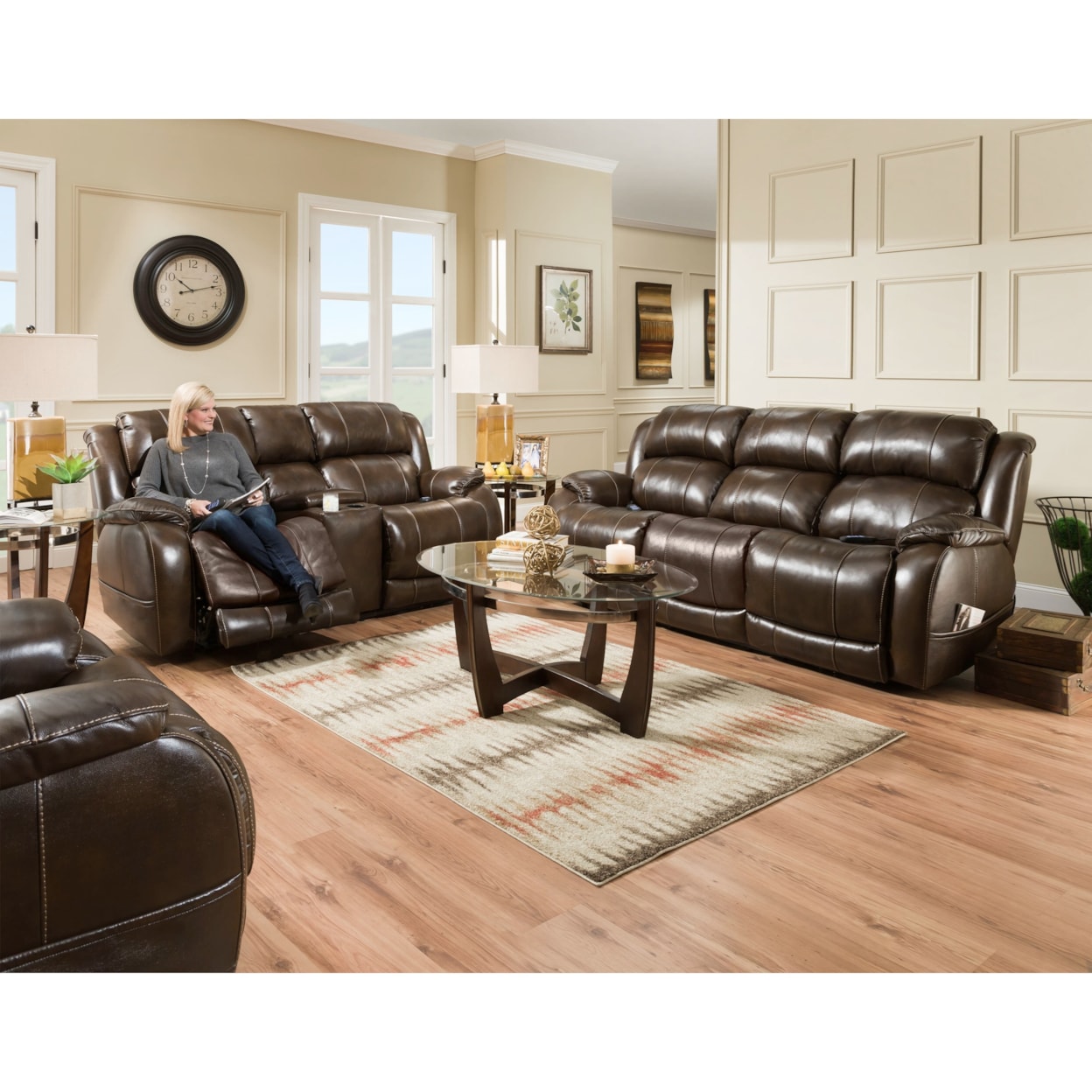 HomeStretch Denali Double Reclining Power Sofa