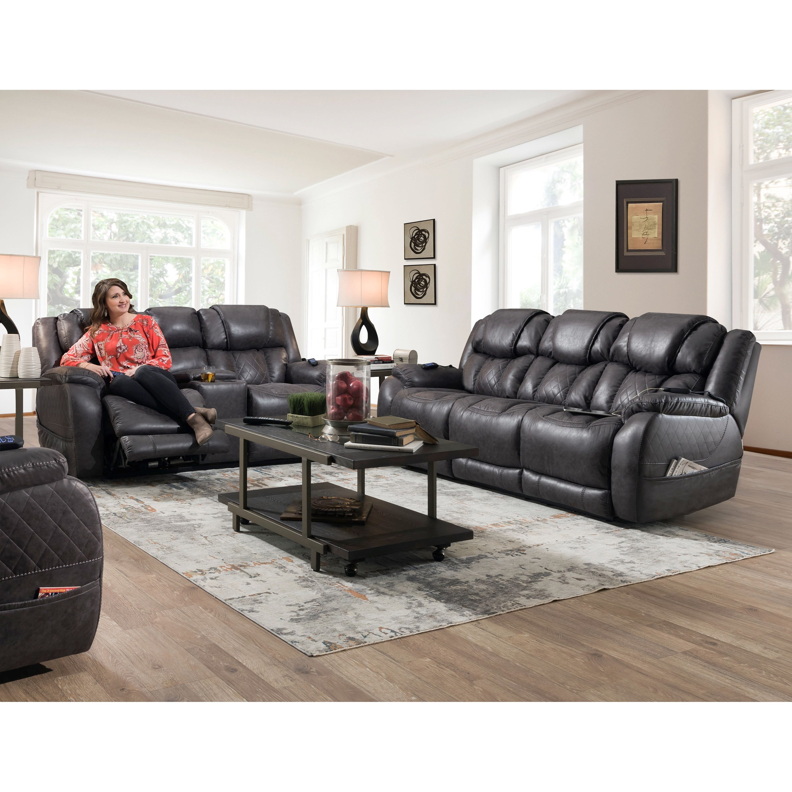 Homestretch double 2025 reclining power sofa
