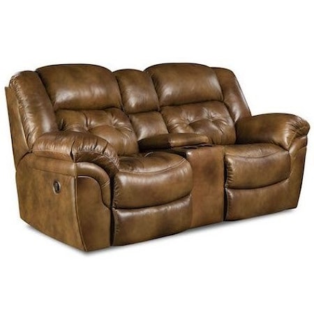 Casual Power Reclining Console Loveseat with Cup Holders