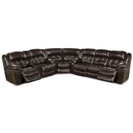 Casual Super Wedge Reclining Sectional with Pad-over Chaise Support