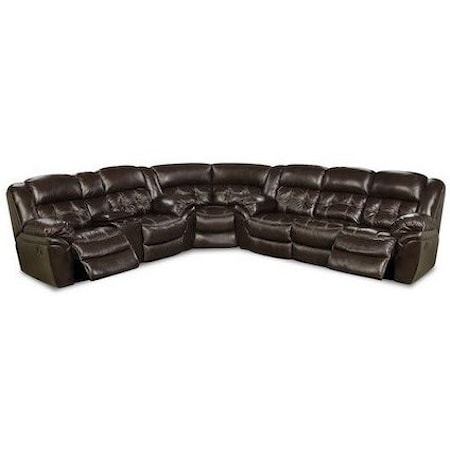 Casual Super Wedge Power Reclining Sectional with Pad-over Chaise Support