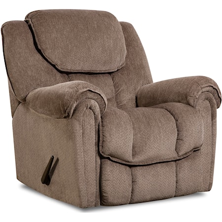 Casual Power Rocker Recliner with Pillow Arm