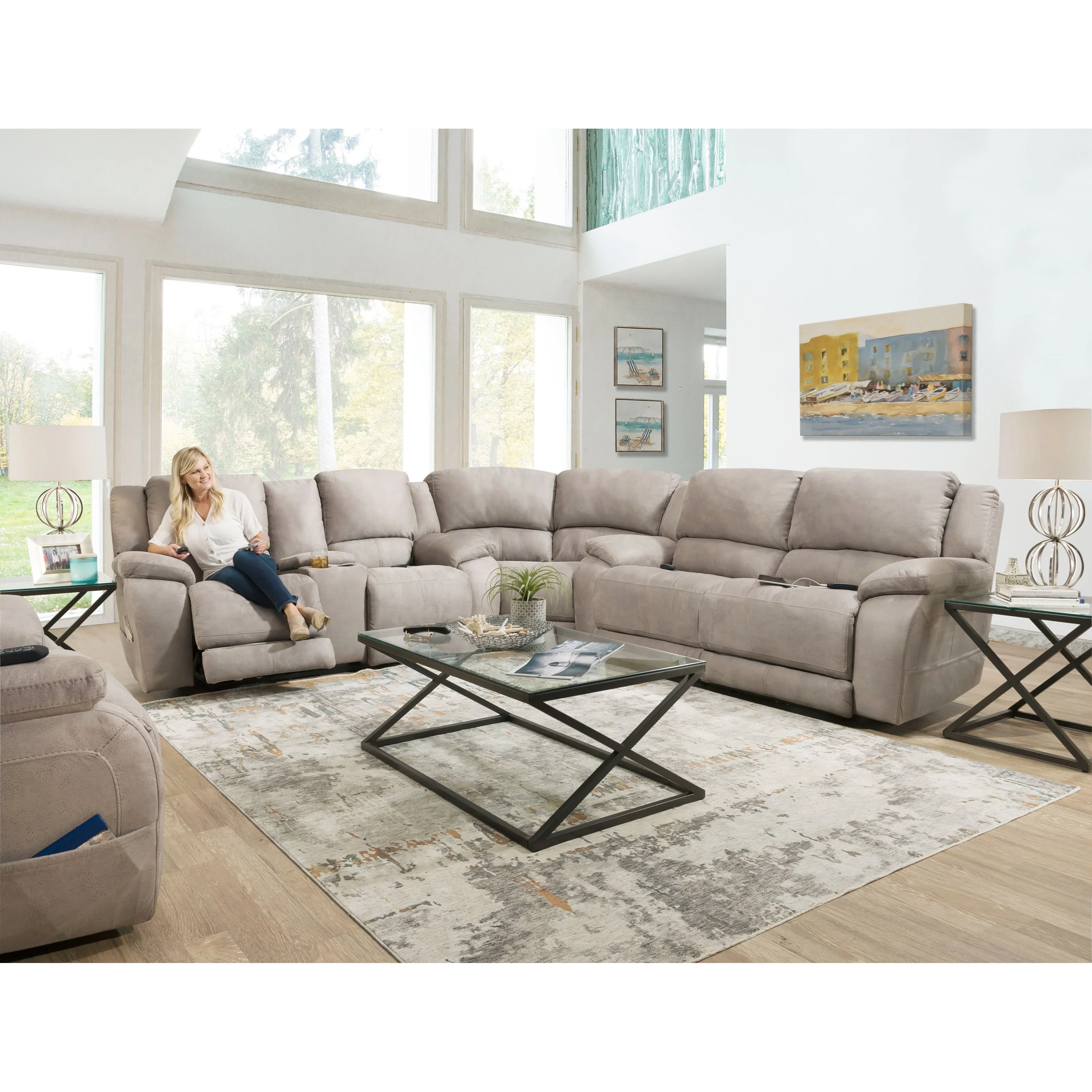 HomeStretch 187 9912314 Casual L-Shaped Power Reclining Sectional ...