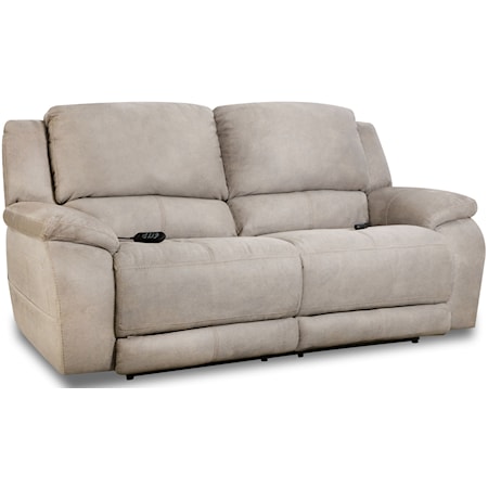 Casual Double Reclining Sofa with Pillow Top Arms