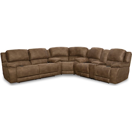 Casual L-Shaped Power Reclining Sectional