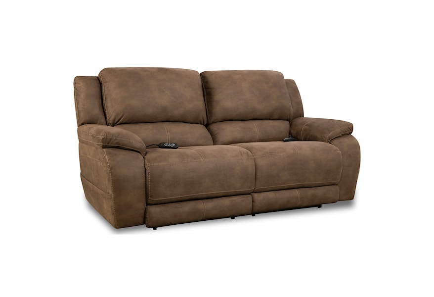 HomeStretch 187 Casual Double Reclining Sofa with Pillow Top Arms | Powell's Furniture and Mattress | Reclining Sofa