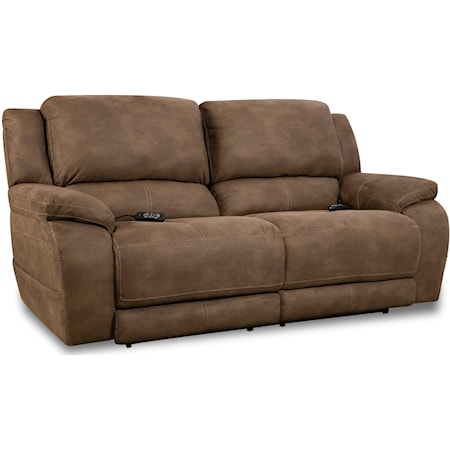 Casual Double Reclining Sofa with Pillow Top Arms