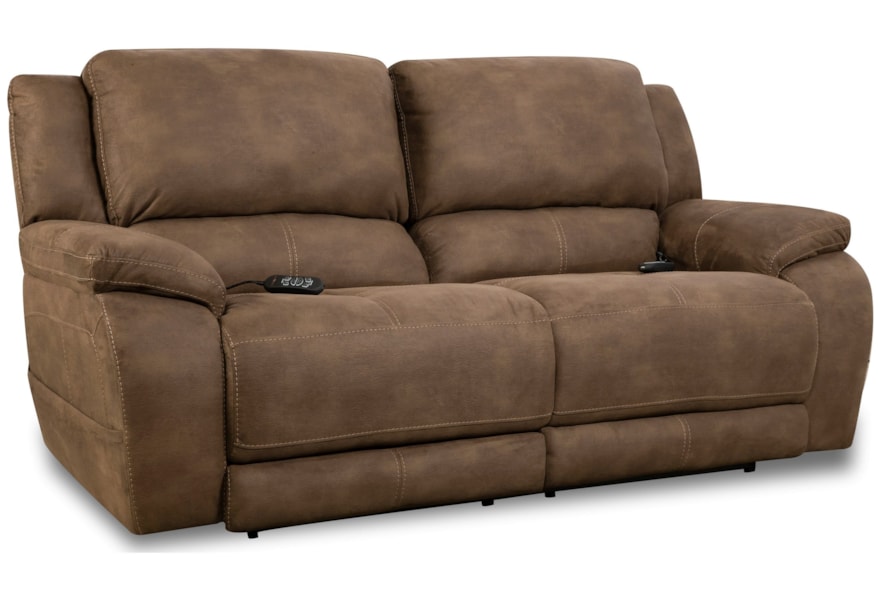 HomeStretch 187 Casual Double Reclining Sofa with Pillow Top Arms | Powell's Furniture and Mattress | Reclining Sofa