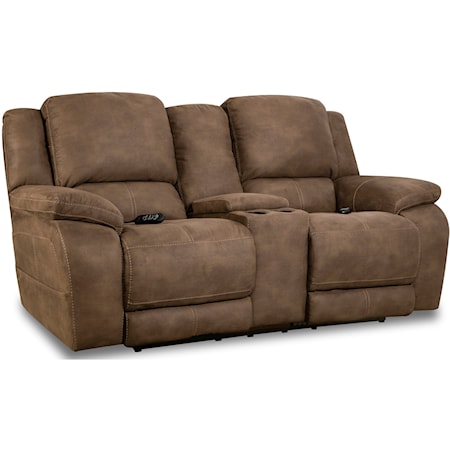 Casual Power Console Loveseat with Cup Holders