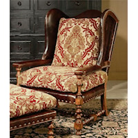 Wing Chair with Intricately Designed Base