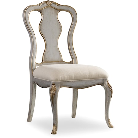 Traditional Distressed Gray Desk Chair with Gilded Edging
