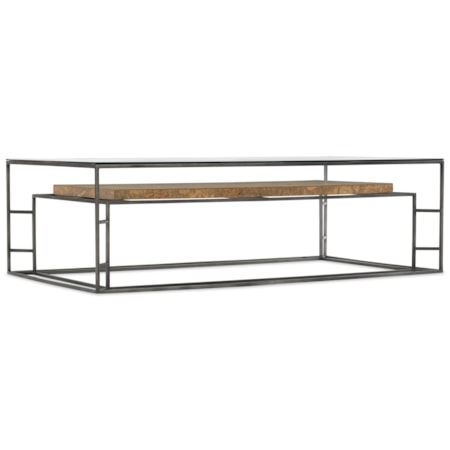 Contemporary Rectangle Cocktail Table with Cork Shelf