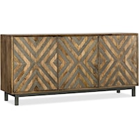 Rustic 69" Accent Console with Chevron German Silver