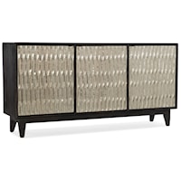 Glam Shimmer Three-Door Credenza with Adjustable Shelves