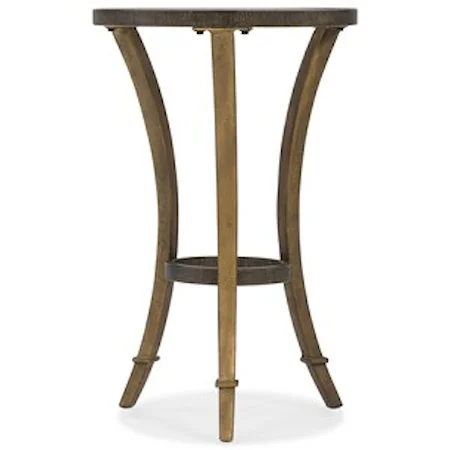 Transitional Round Accent Martini Table with Glass Top