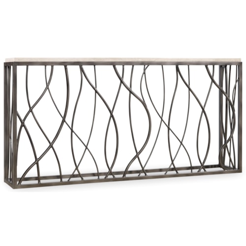 Contemporary  Console Table with Travertine Marble Top