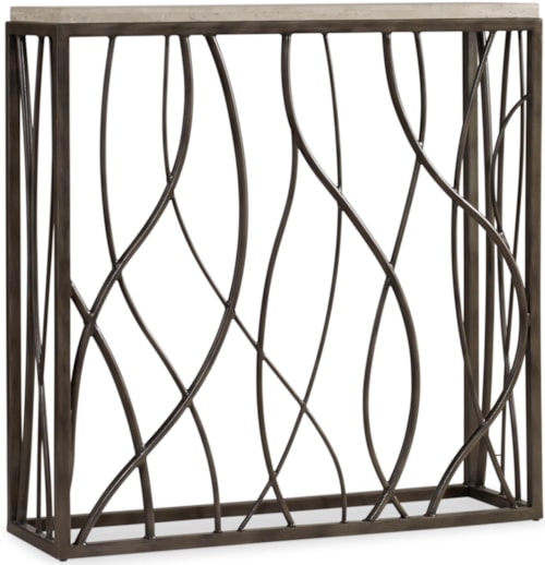Contemporary Thin Metal Console Table with Travertine Marble Top