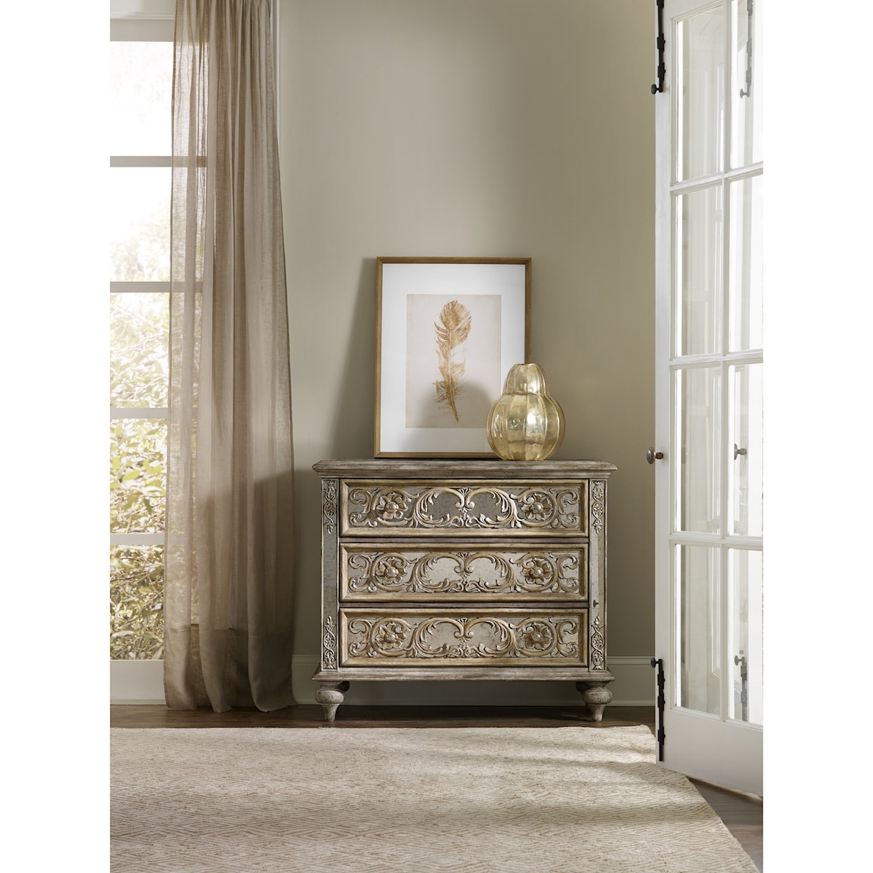 Hooker Furniture Living Room Accents Ornate Mirrored Chest