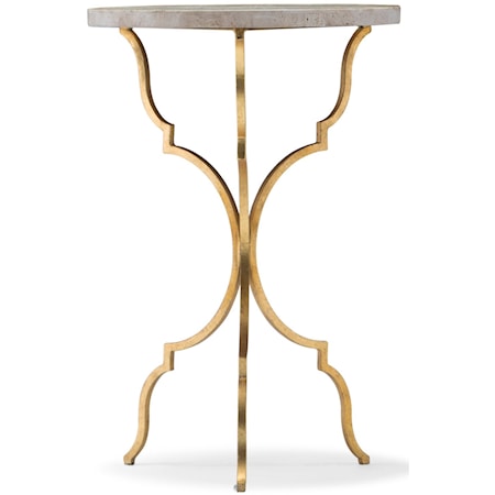 Transitional Round Martini Table with Travertine Top