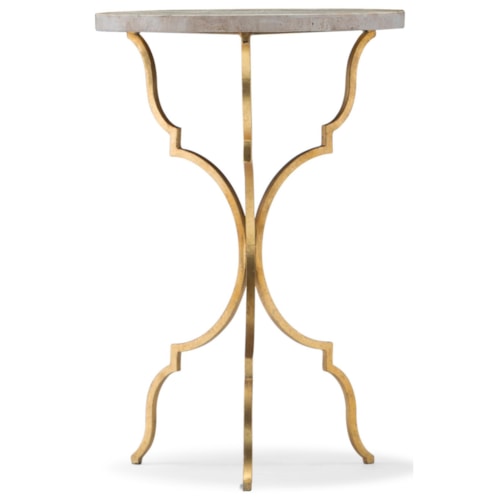 Transitional Round Martini Table with Travertine Top