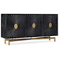 Contemporary 3-Door Entertainment Console with Gold Accents