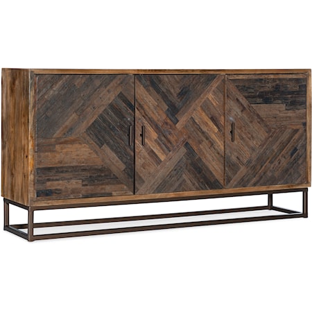 Rustic 3-Door 70" Entertainment Console with Removable Shelves