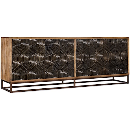 Contemporary 4-Door Entertainment Console with Removable Shelves