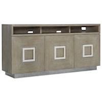 Transitional Entertainment Console with 3 Plug Outlet and Adjustable Shelves