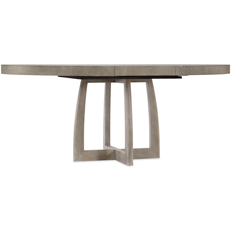 Transitional 48" Round Pedestal Dining Table with Leaf