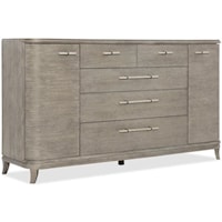 Transitional 5-Drawer Server with 2 Doors