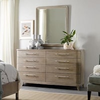 Transitional 8-Drawer Dresser with Handles and Mirror Set