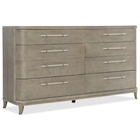 Transitional Dresser with 8 Drawers, 1 Felt Lined Drawer, and Drop-In Jewelry Tray