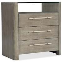 Transitional 3 Drawer Nightstand with Glass Top