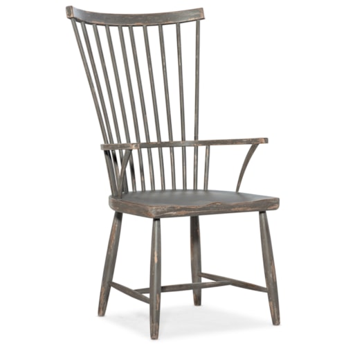 Rustic Dining Arm Chair with Spindle Back