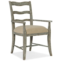 Rustic Dining Arm Chair with Upholstered Seat