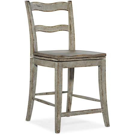 Transitional Ladder Back Swivel Counter Stool