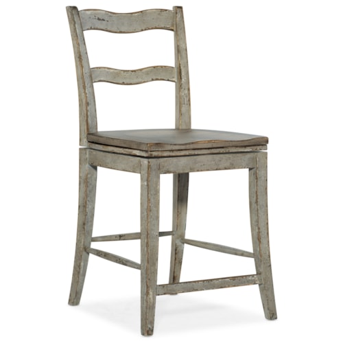 Transitional Ladder Back Swivel Counter Stool