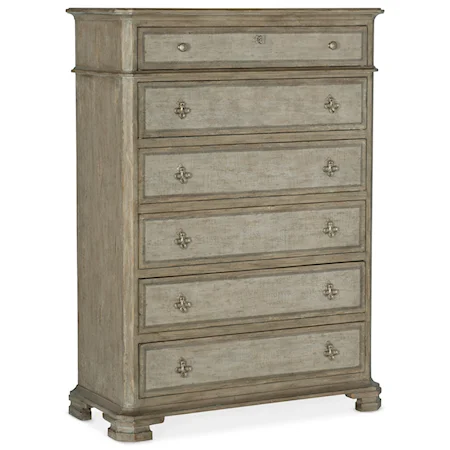 Transitional Cosimo Six-Drawer Chest with Felt-Lined Drawer