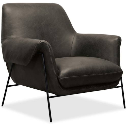 Contemporary Leather Metal Frame Club Chair