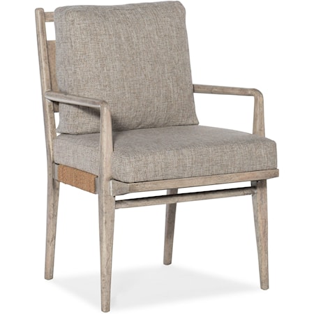 Coastal Upholstered Arm Chair with Rope Accents