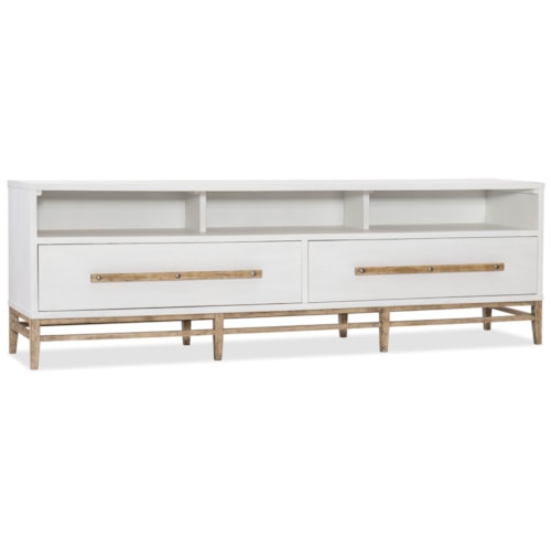 Contemporary 2-Drawer Low Entertainment Console with Removable Back Panel
