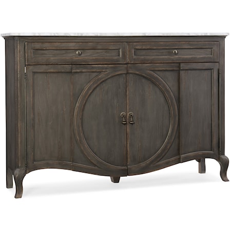 Traditional 4-Door Credenza with Marble Top and Drawers
