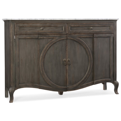 Traditional 4-Door Credenza with Marble Top and Drawers