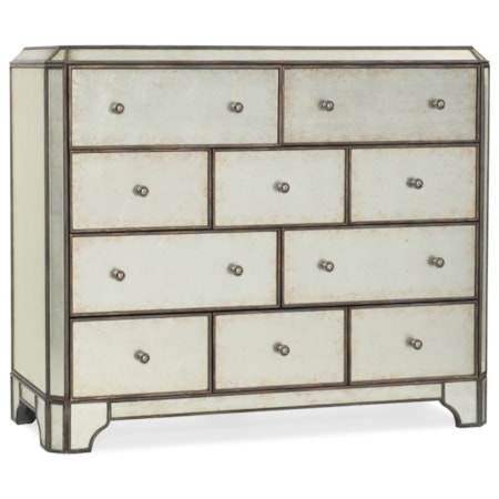 Mirrored Ten-Drawer Bureau