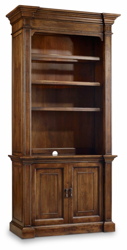 Traditional 4-Shelf Bookcase with Touch Lighting
