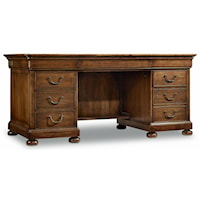 Traditional 66" Executive Desk with 2 Locking File Drawers