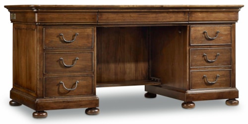 Traditional 66" Executive Desk with 2 Locking File Drawers