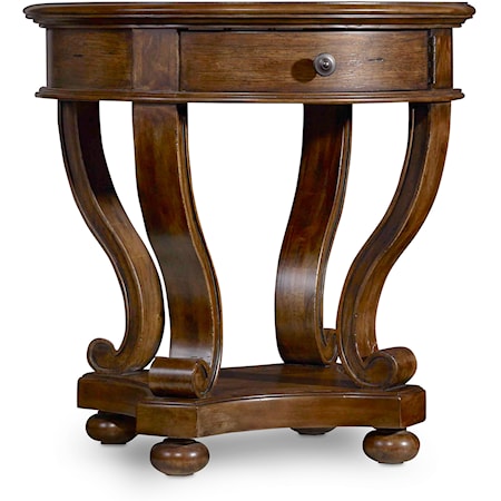 Round Accent End Table with Drawer