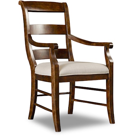 Ladderback Arm Chair with Scrolled Back